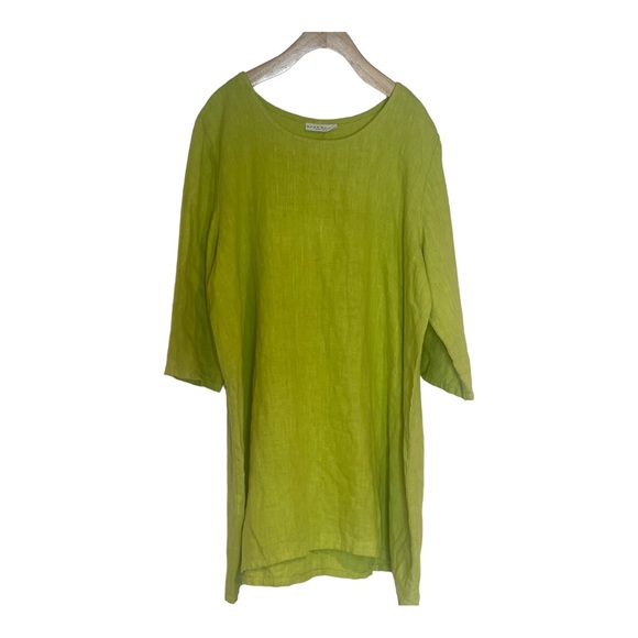 bryn Walker Tops - Bryn Walker Linen Oversized Lagenlook Tunic Long Top Green Size Small
